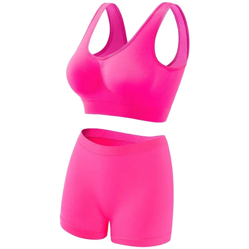 Seamless Bra Set Women Low Waist Underwear Female Tanks Bra Top Sexy Boyshort Panties Girls Casual Sports Lingerie Set Intimates