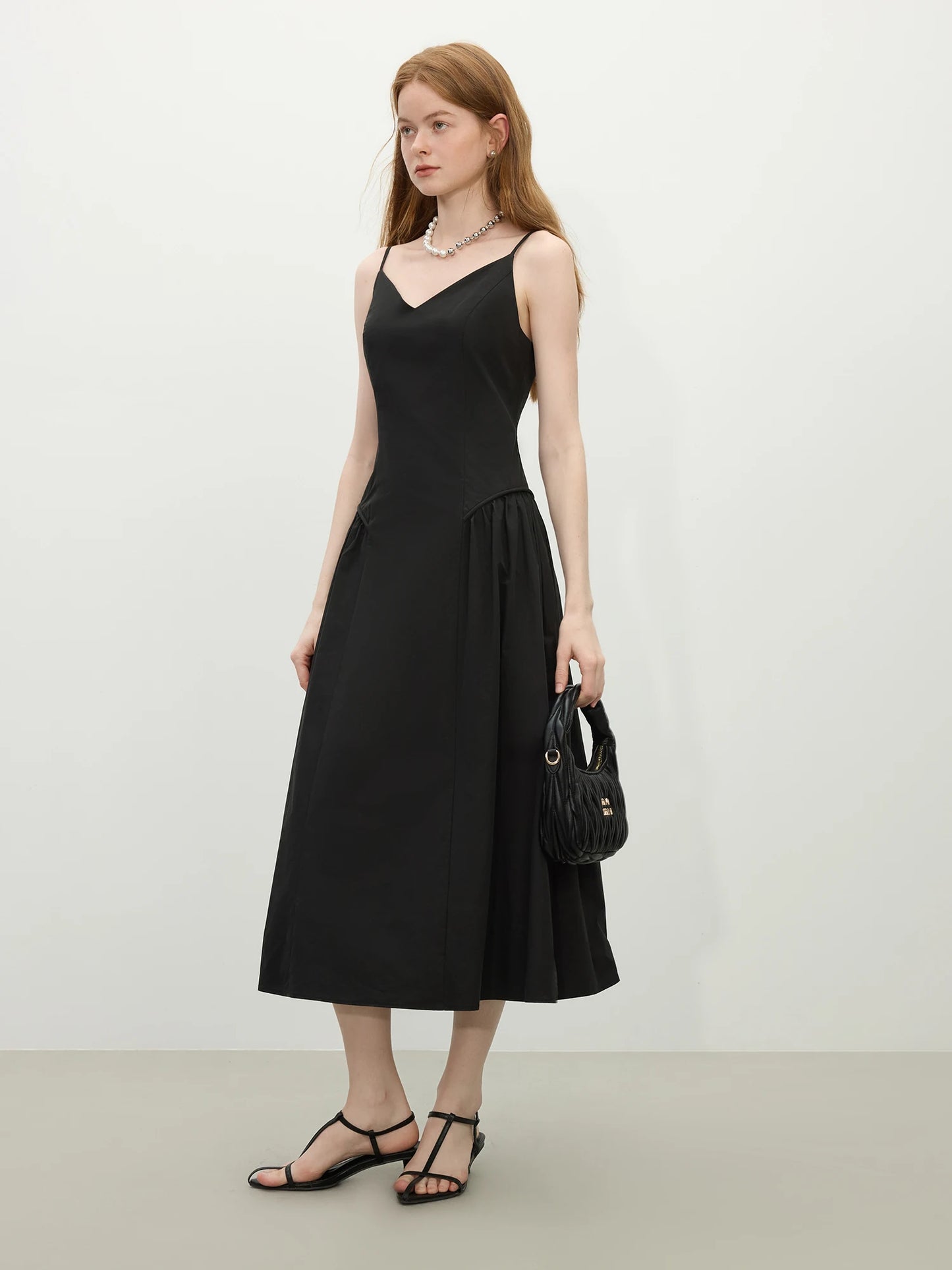 FSLE【4 Colors】Women Spring Strappy Dress 100% Cotton Temperament Simple A-LINE Dresses 2025 Spring White Dress 25FS11073