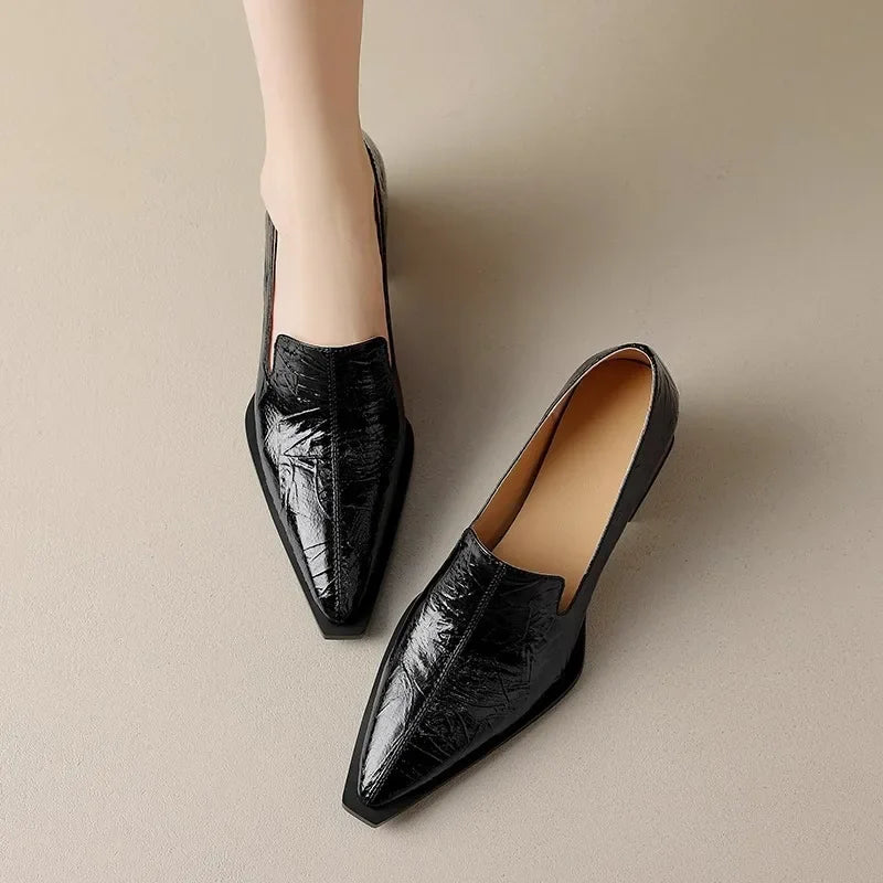 2025 Sapatos Femininas Women Light Weight European Stylish Elegant Black Square Heel Shoes Lady Casual Office Party Shoes