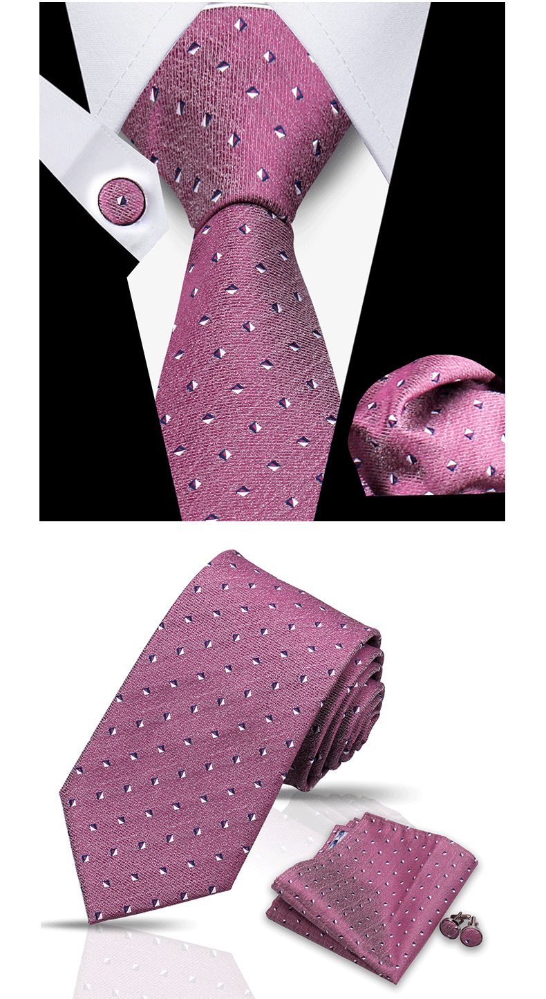 Tie For Men Classic Plaid Handkerchiefs Red Necktie Cufflinks For Men Blouse Business Wedding Accessories Women Collar Man Gift