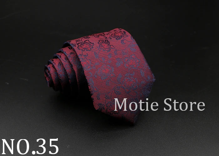 New Style Fashion Jacquard Floral Paisley Necktie Polyester Male Narrow Red Blue Tie Suit Shirt Gift For Men Accessory Gravatas