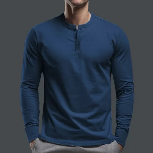 Cross-border Spring and Autumn Clothing European and American Men's T-Shirt Long-sleeved Men's Base Henry Shirt