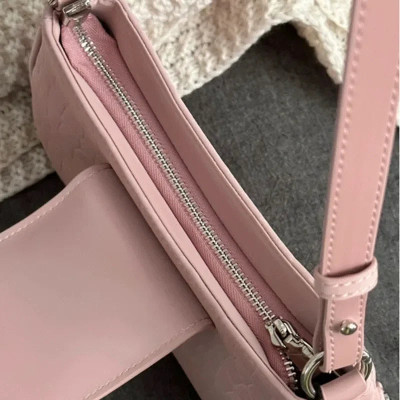 New Fashion Shoulder Bag 2025 PU Bags for Women Sweet Cool Subculture Pink Crossbody Bag сумка Bolsas
