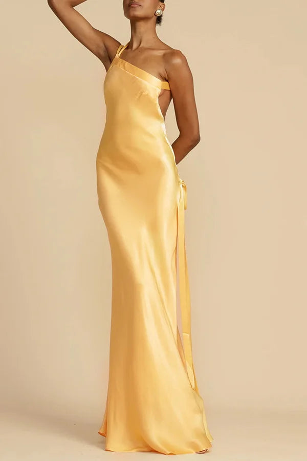 Spring Summer Slim Off Shoulder Evening Dresses Women Solid Color Slant Collar Backless Package Hip Bodycon Party Dress Female