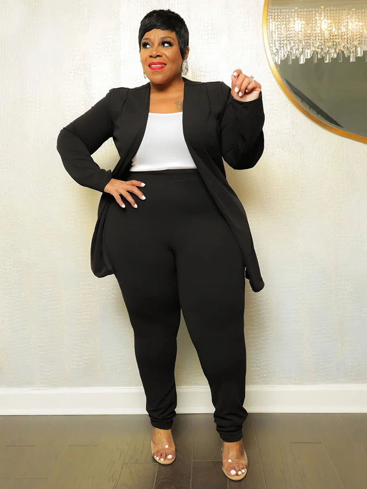 Wmstar Plus Size Two Piece Outfits Women Matching Suit Solid Top Leggings Pants Sets Casual Fall Winter