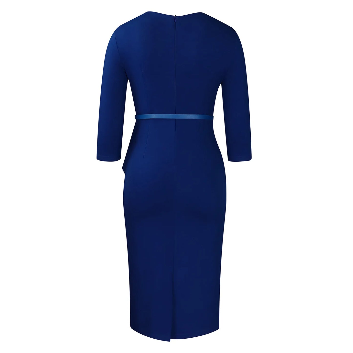 L-3XL Plus Size Elegant Midi Dress 2025 Spring Summer Women Office Lady Dress Casual 3/4 Sleeve Bandage Robe Oversize Dress