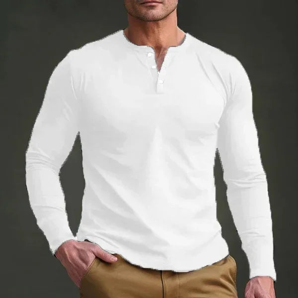 Cross-border Spring and Autumn Clothing European and American Men's T-Shirt Long-sleeved Men's Base Henry Shirt