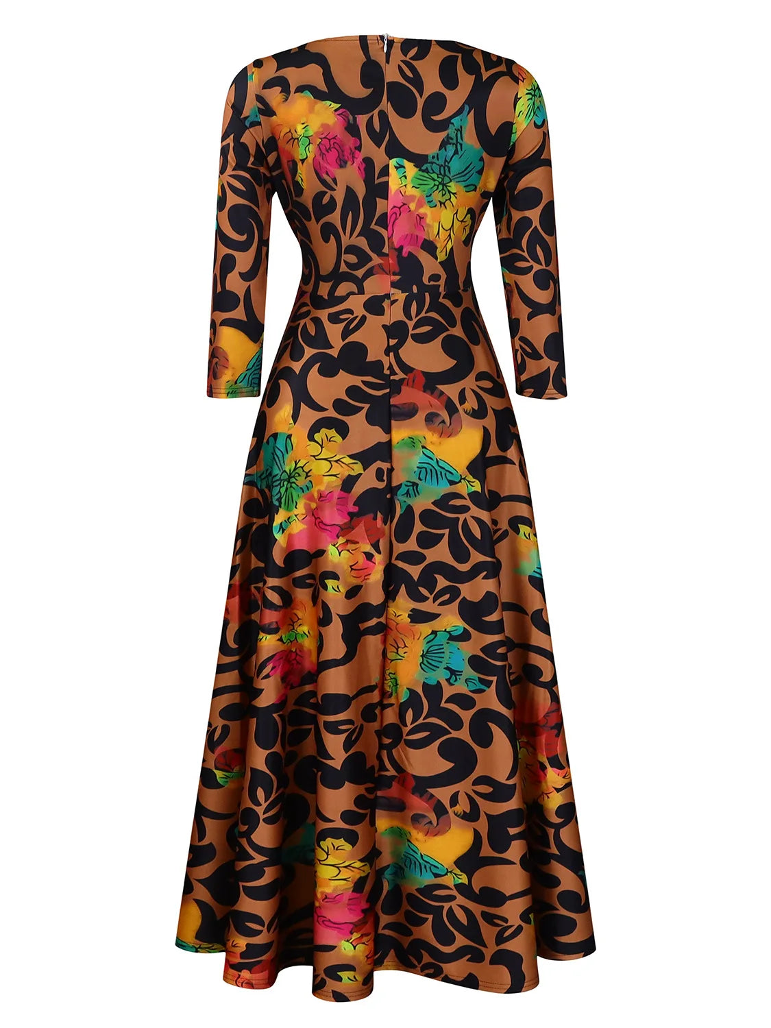Women's 2024 Autumn New Style Fashionable Elegant Temperament Fashionable Printed Strap Waist Large Skirt Large Size Dress