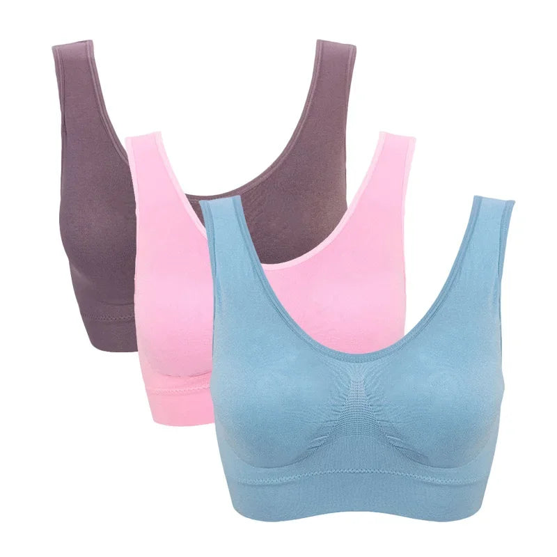 3pcs/set sexy active bra With removable Pad Seamless push up women plus size underwear wireless fitness body shape Bra