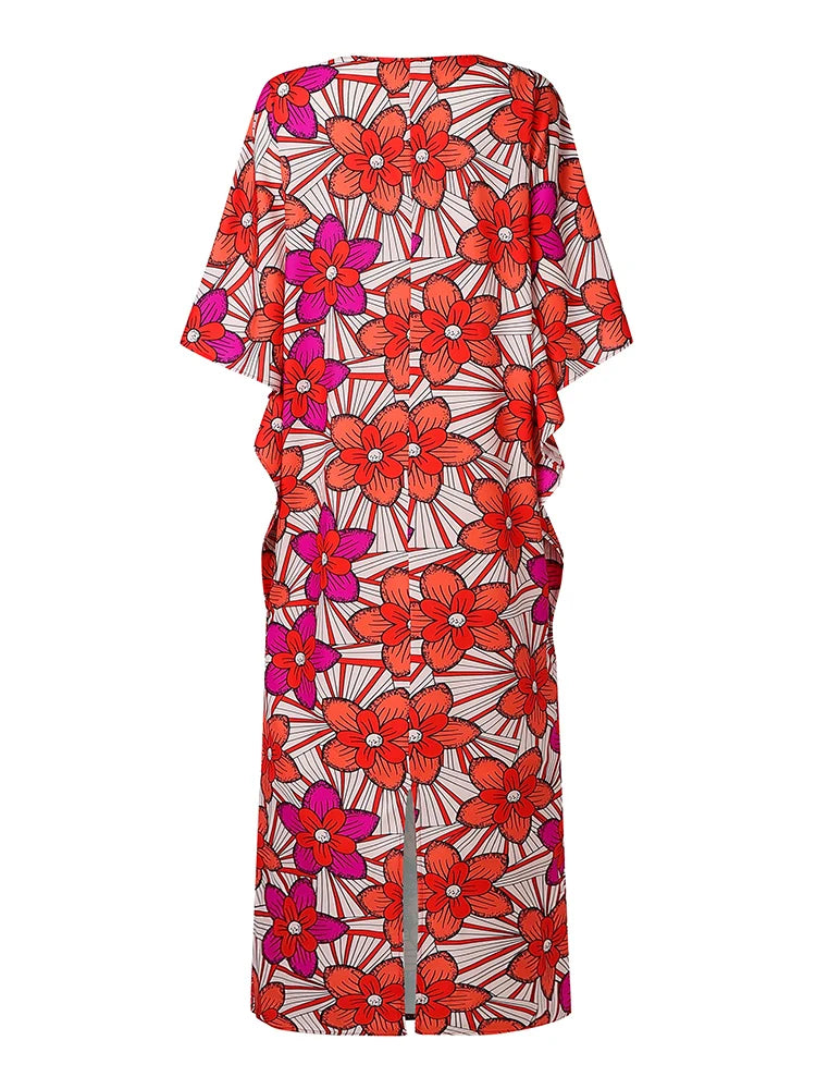 VONDA Women Summer Party Maxi Dress Bohemian Long Vestidos 2025 Vintage Printed Sundress Loose Casual O-Neck Robe Oversized