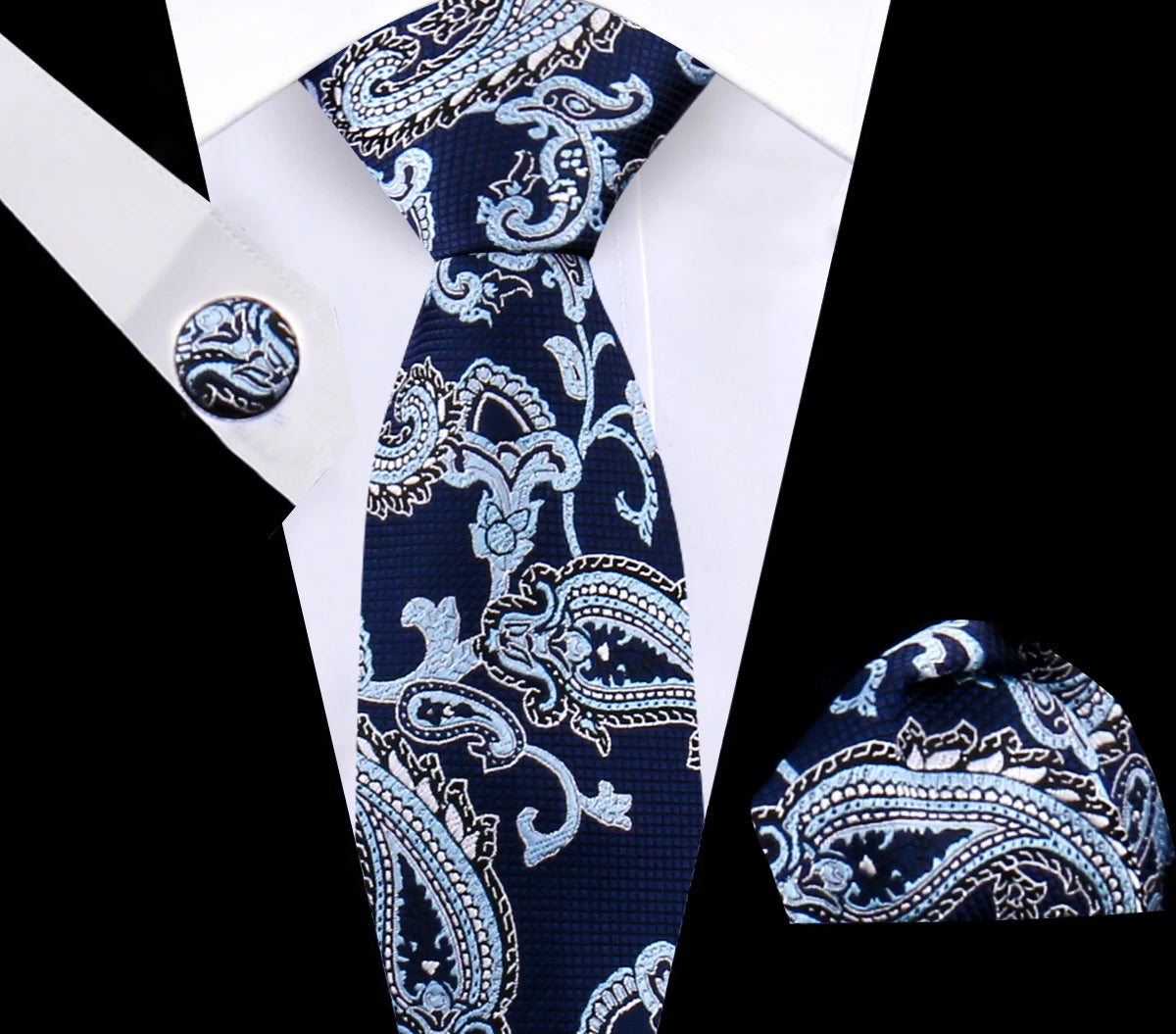 Luxury Plaid Tie For Mens Necktie Handkerchief Pocket Square Cufflinks Set Jacquard Woven Ties Wedding Business Accessories