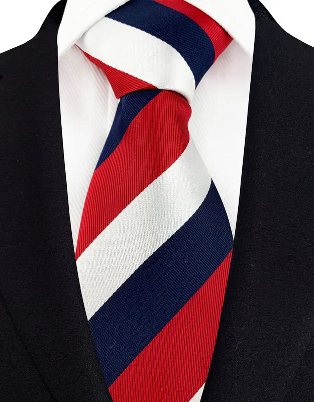 Luxury 8CM Mens Necktie Red Color Solid Stripes Paisley Ties For Man Groom Jacquard Woven Neck Tie For Business Wedding Party