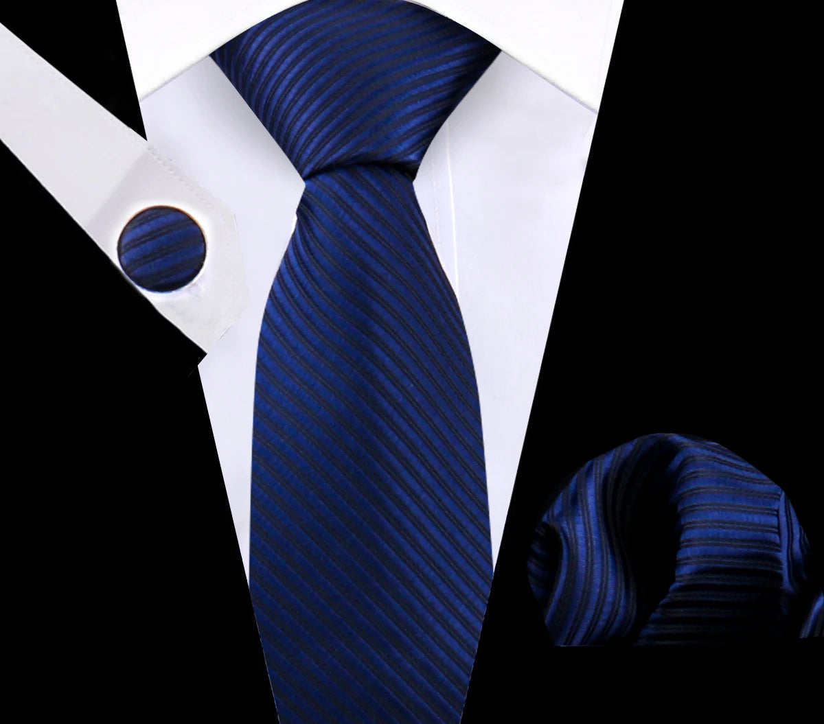 Luxury Plaid Tie For Mens Necktie Handkerchief Pocket Square Cufflinks Set Jacquard Woven Ties Wedding Business Accessories