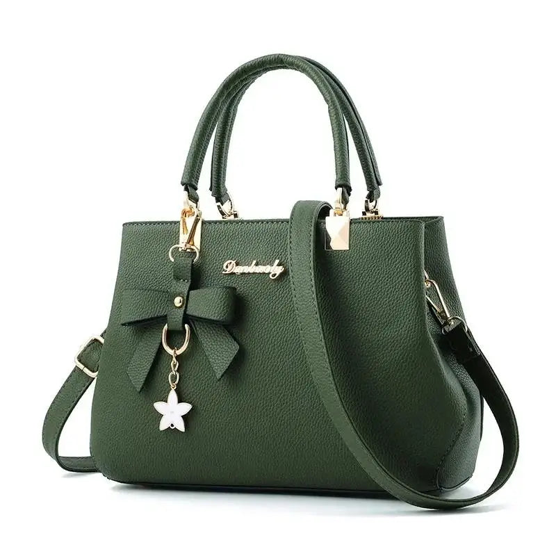 Elegant Women Messenger Bags With Flower Pendant Office Ladies Totes Pure Handbag For Female Crossbody Shoulder Bags