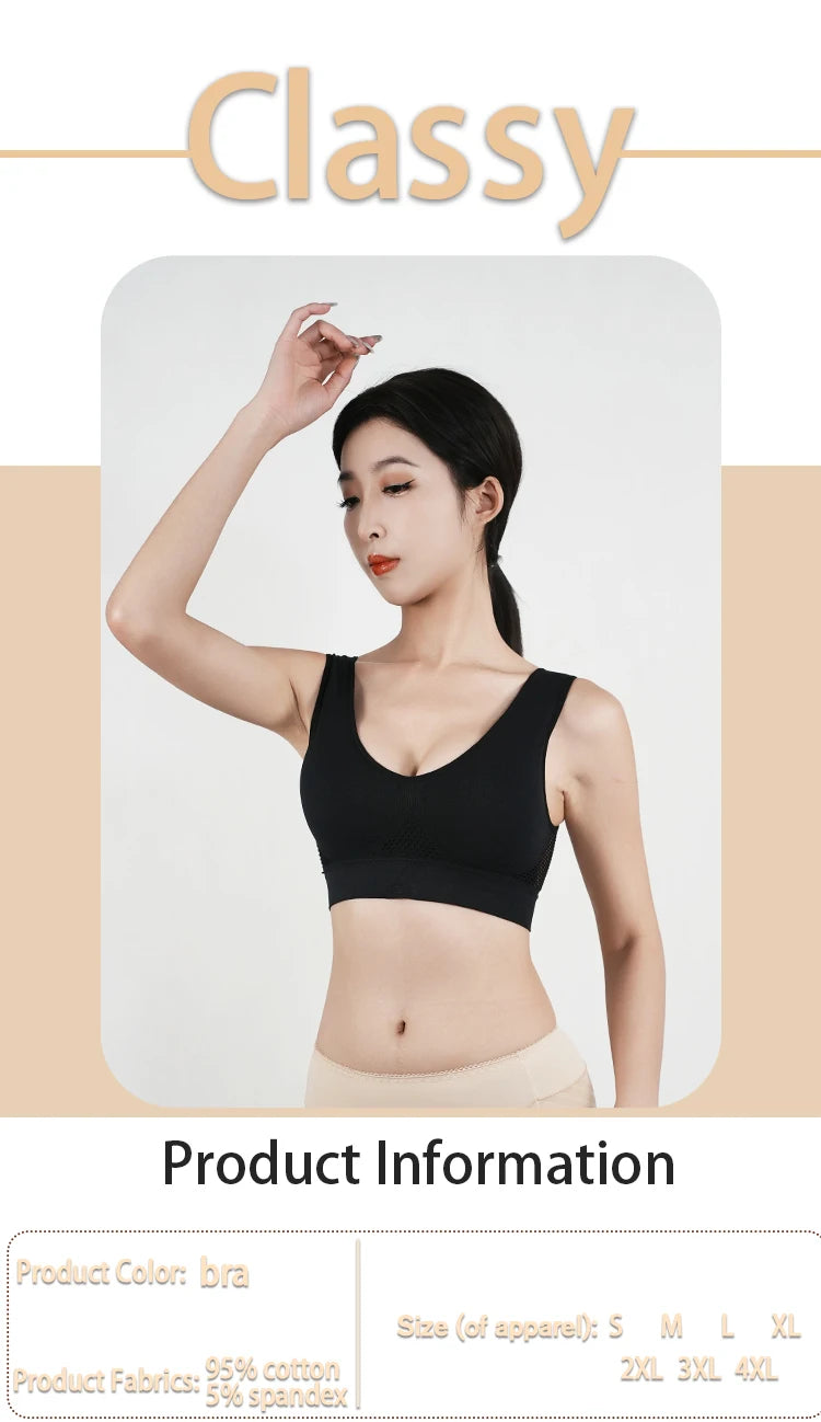 Women Large Sports Bra No Steel Ring Seamless Bra Anti Sagging Gathering Bralette Pad Gym Runing Bras Yoga Vest Underwear S-6XL