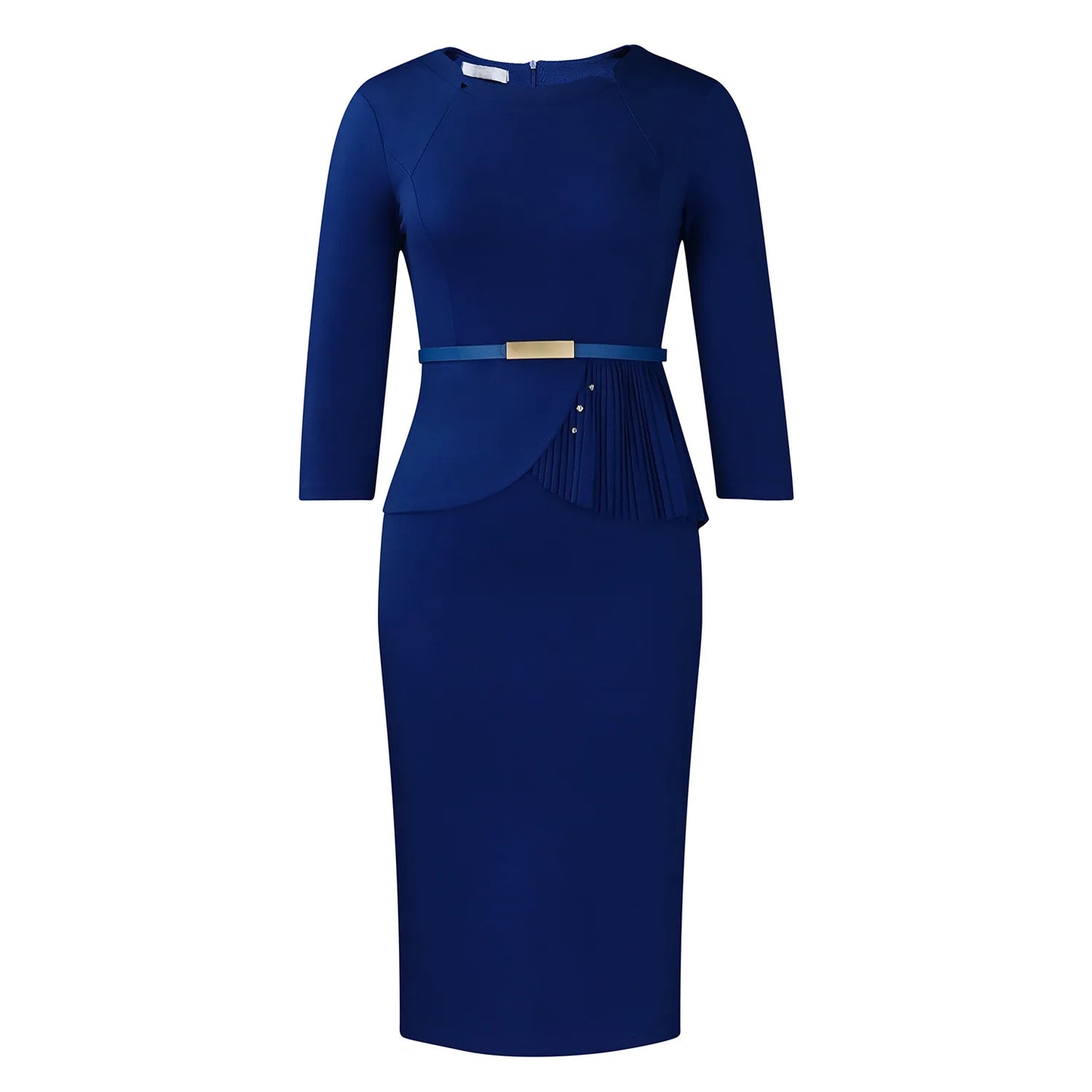L-3XL Plus Size Elegant Midi Dress 2025 Spring Summer Women Office Lady Dress Casual 3/4 Sleeve Bandage Robe Oversize Dress