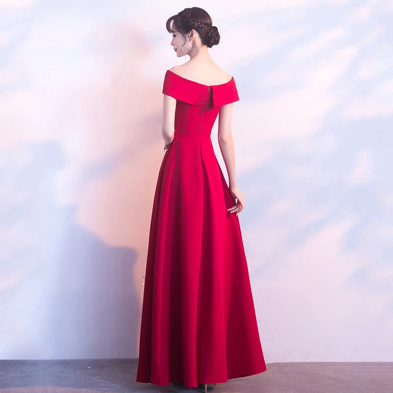 Spring Women Red Evening Party Dresses Short Sleeve V Neck Fit And Flare Long Maxi Summer Dress Lady Prom Gown Robe Longue Femme