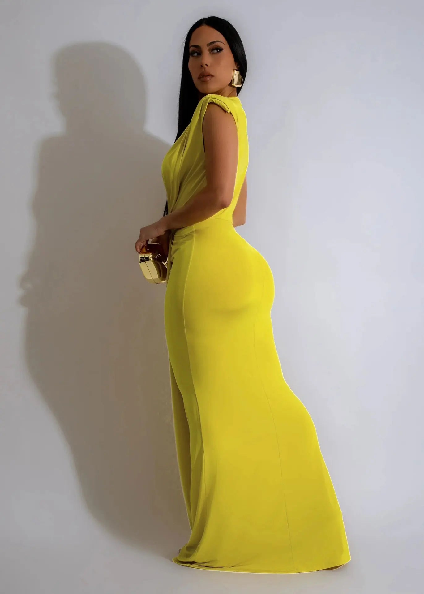 Dress Women Long Dresses Deep V Neck Sleeveless Solid Slim Fit Tight Waist Sexy Elegant Splice Hip Wrap Temperament Vestidos
