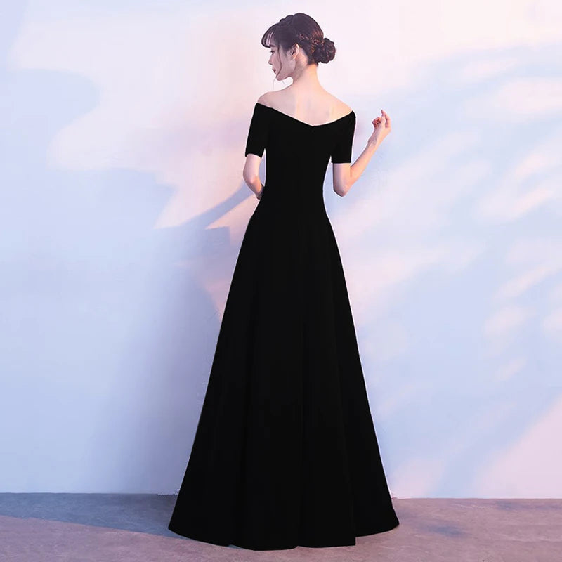 Spring Women Red Evening Party Dresses Short Sleeve V Neck Fit And Flare Long Maxi Summer Dress Lady Prom Gown Robe Longue Femme