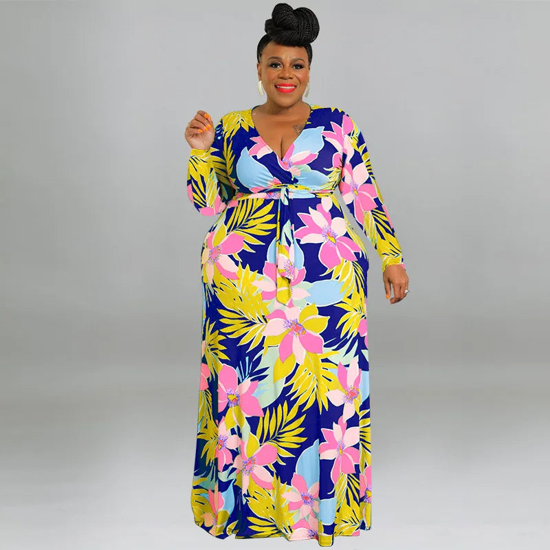 XL-5XL Plus Size Clothes Dresses Women Robes Summer Spring Long Sleeve Street Style Casual 3XL 4XL Big Size Maxi Dress Oversize