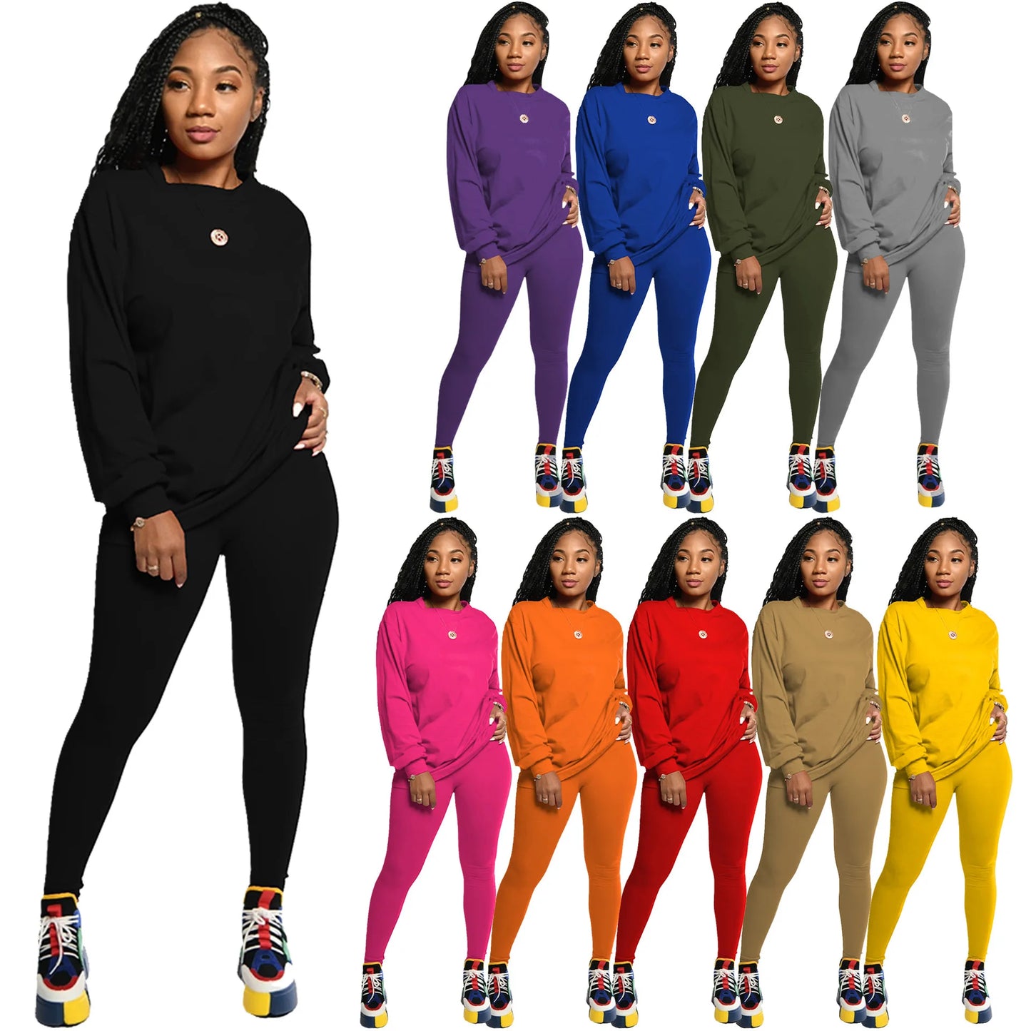 two piece set women 2 piece set stacked leggings clothes for women outfits stacked pants tracksuit female fall clothes 2024