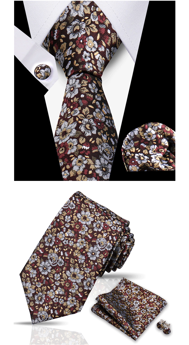 Tie For Men Classic Plaid Handkerchiefs Red Necktie Cufflinks For Men Blouse Business Wedding Accessories Women Collar Man Gift