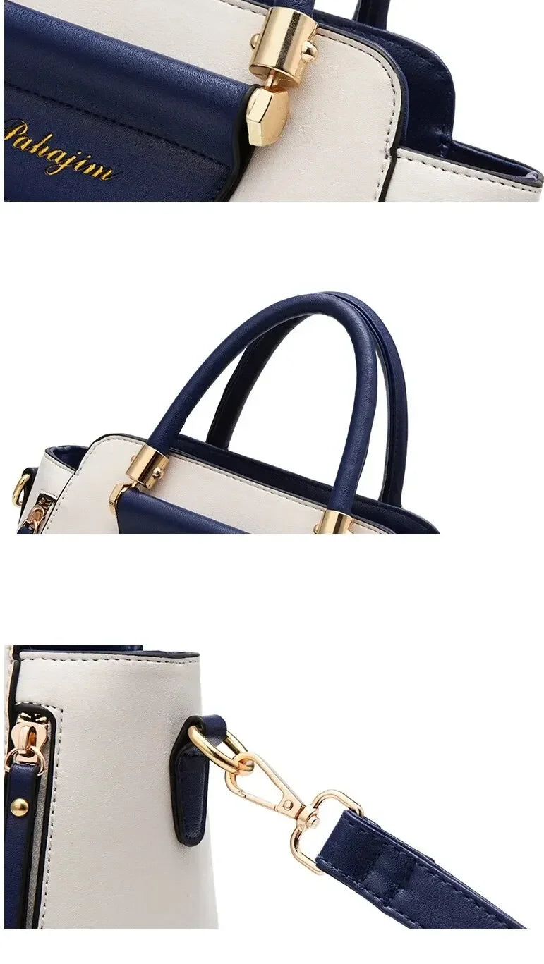 Fashion Color Contrast Handbag, Stitching Striped Crossbody Bag Women's Elegant Office & Work Purse