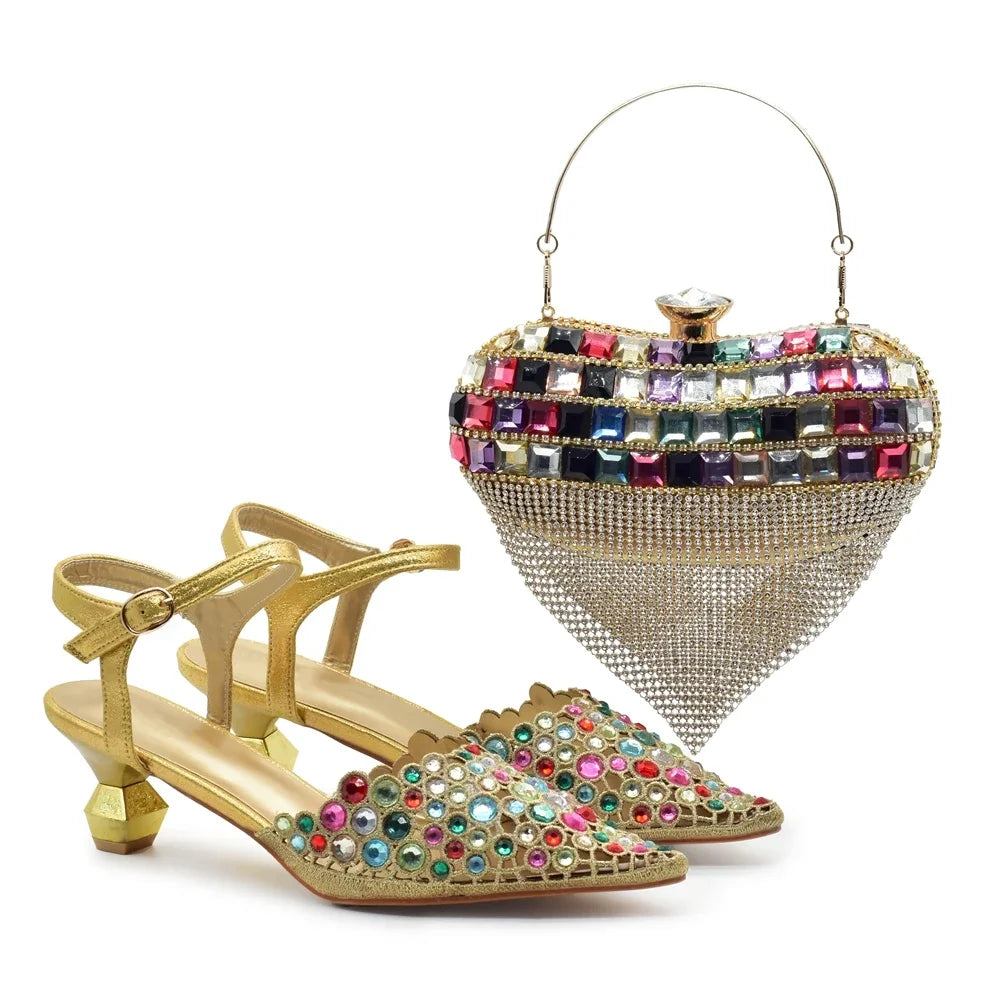 Hot Selling Pointed Toe Ladies Shoes Matching Bag Set for Nigeran Wedding Party Pumps Shoes for Women 2025 Designer Luxury