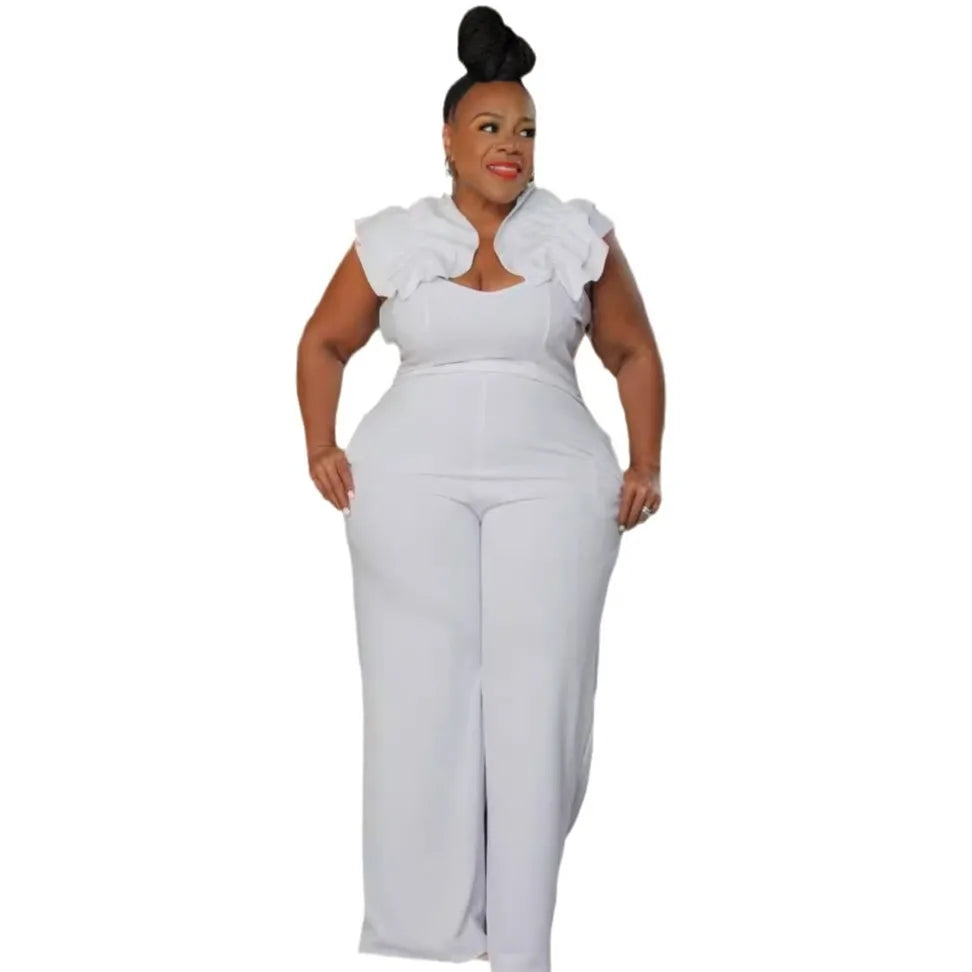 Plus Size Women Clothes Jumpsuit Summer Clothes Black Urban Leisure Bodysuit New 2024 Wide Leg Jumpsuit