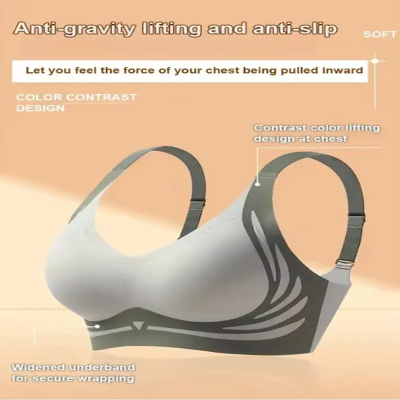 Super Gather Wireless Push-up Bra Women Gathered Up Soft Support Adjustable Underwear Anti-sagging Seamless Lift-up Bra