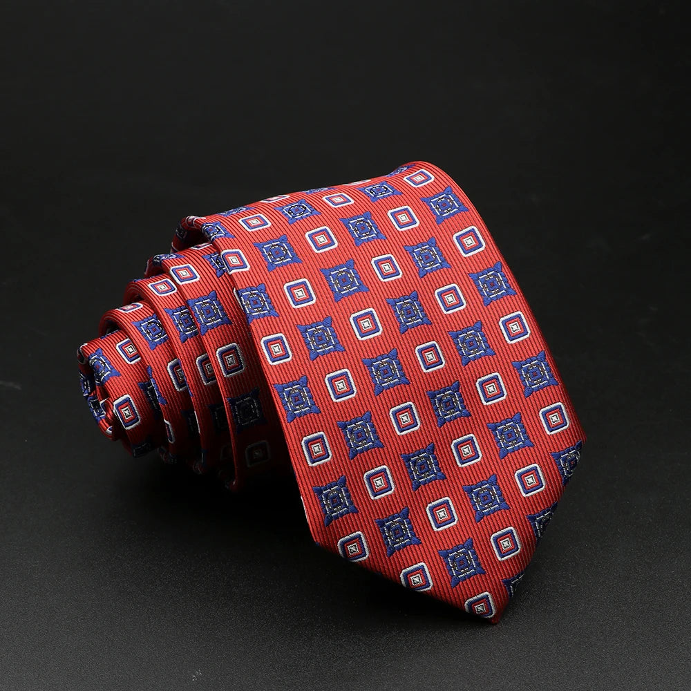 New Style Fashion Jacquard Floral Paisley Necktie Polyester Male Narrow Red Blue Tie Suit Shirt Gift For Men Accessory Gravatas