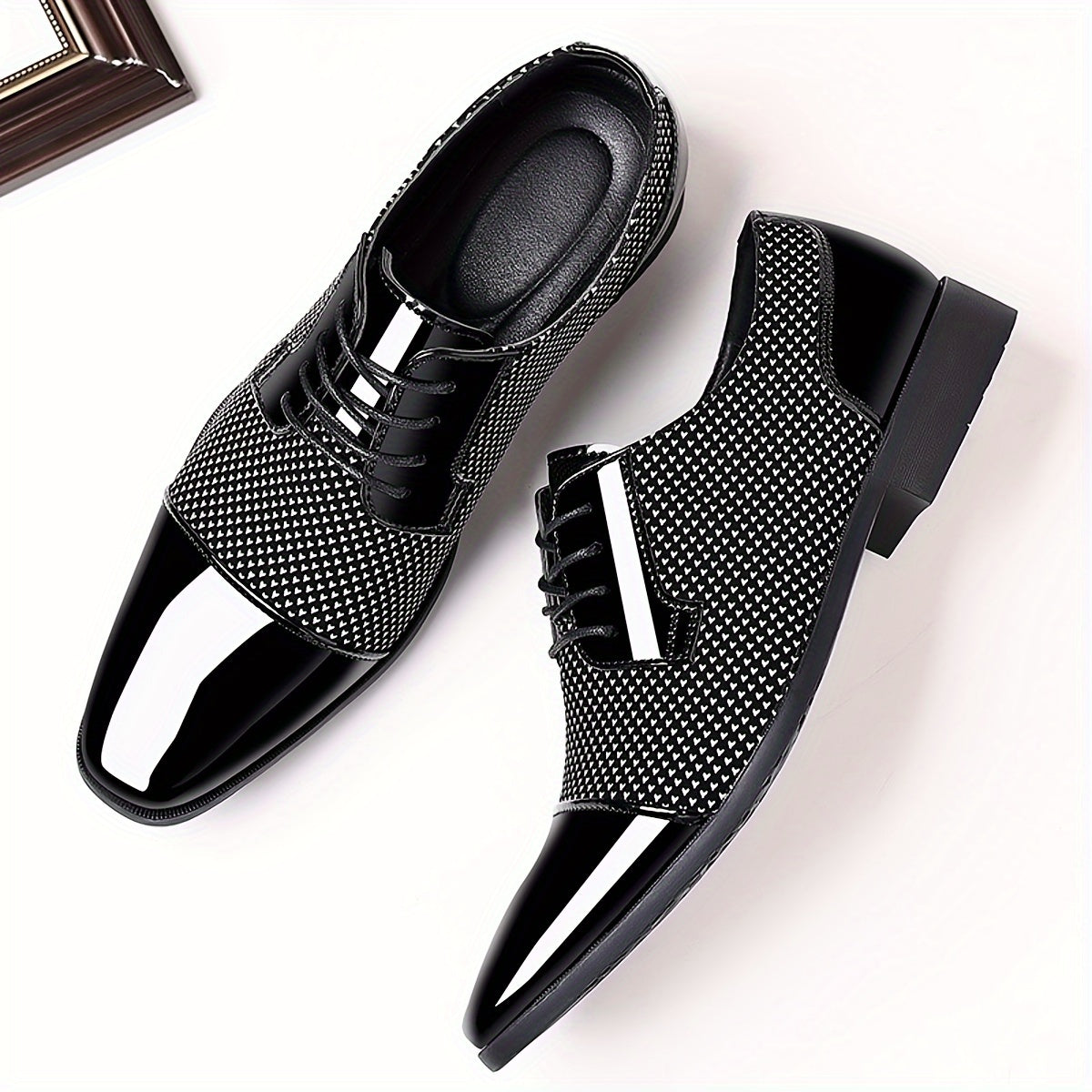 Men'S Dress Shoes Classic Lace-up Formal Oxfords Modern Tuxedo Business Casual Scale Pattern Comfort Formal Shoes For Men