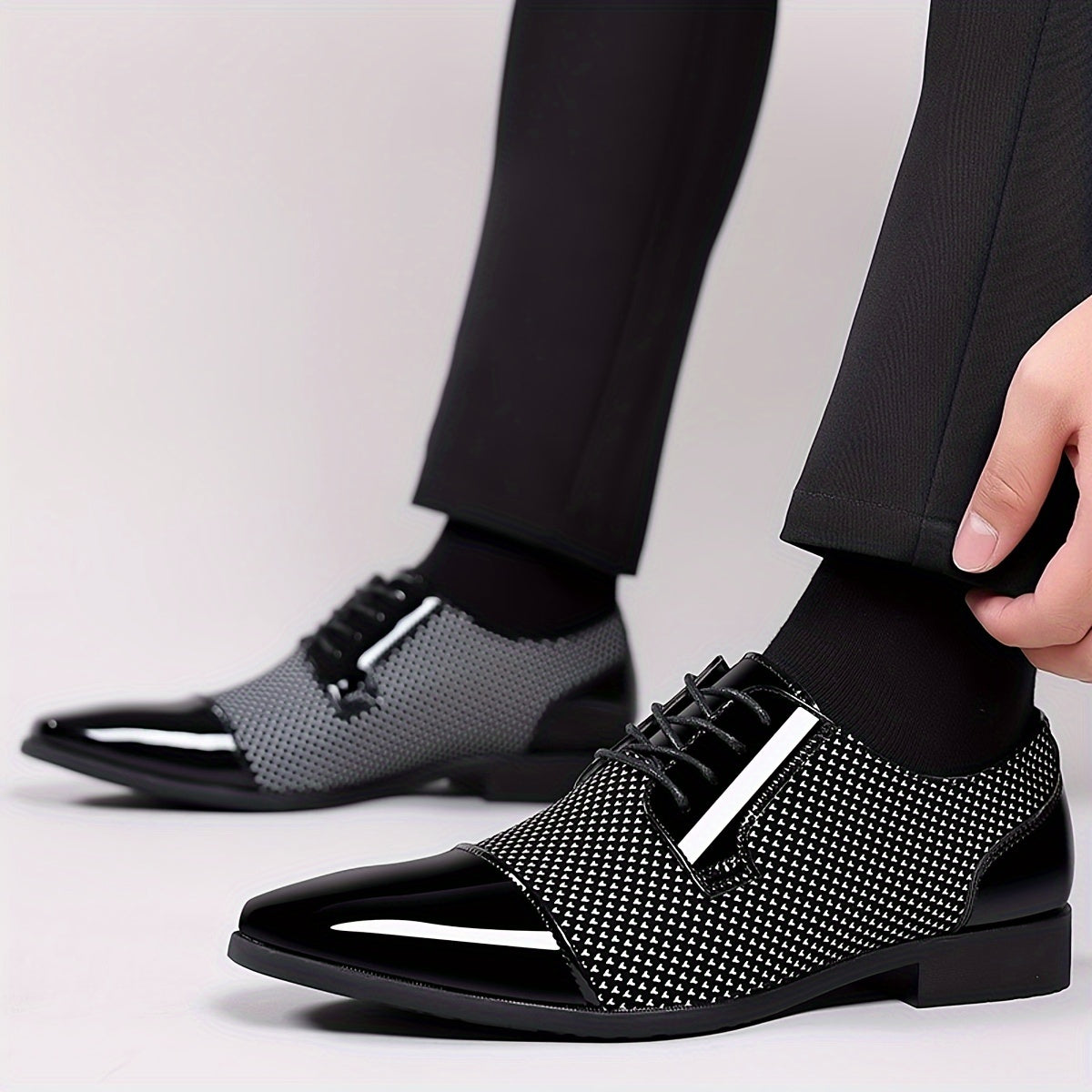 Men'S Dress Shoes Classic Lace-up Formal Oxfords Modern Tuxedo Business Casual Scale Pattern Comfort Formal Shoes For Men