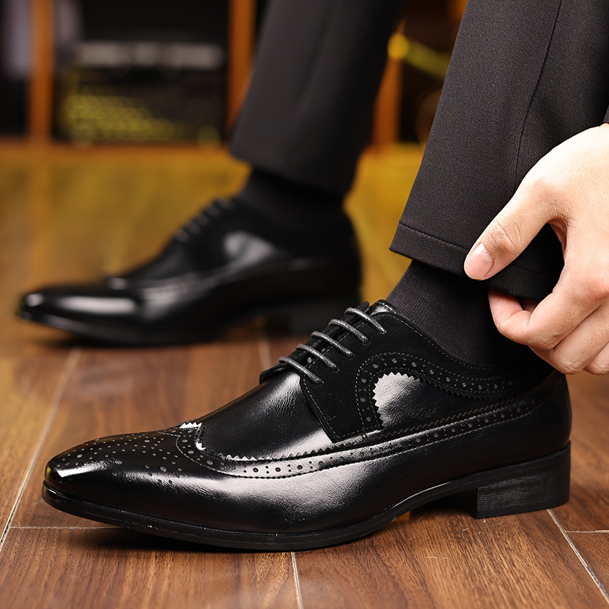 New Men'S Business Casual Shoes Fashion Bullock Style High Fashion Large Men'S Shoes