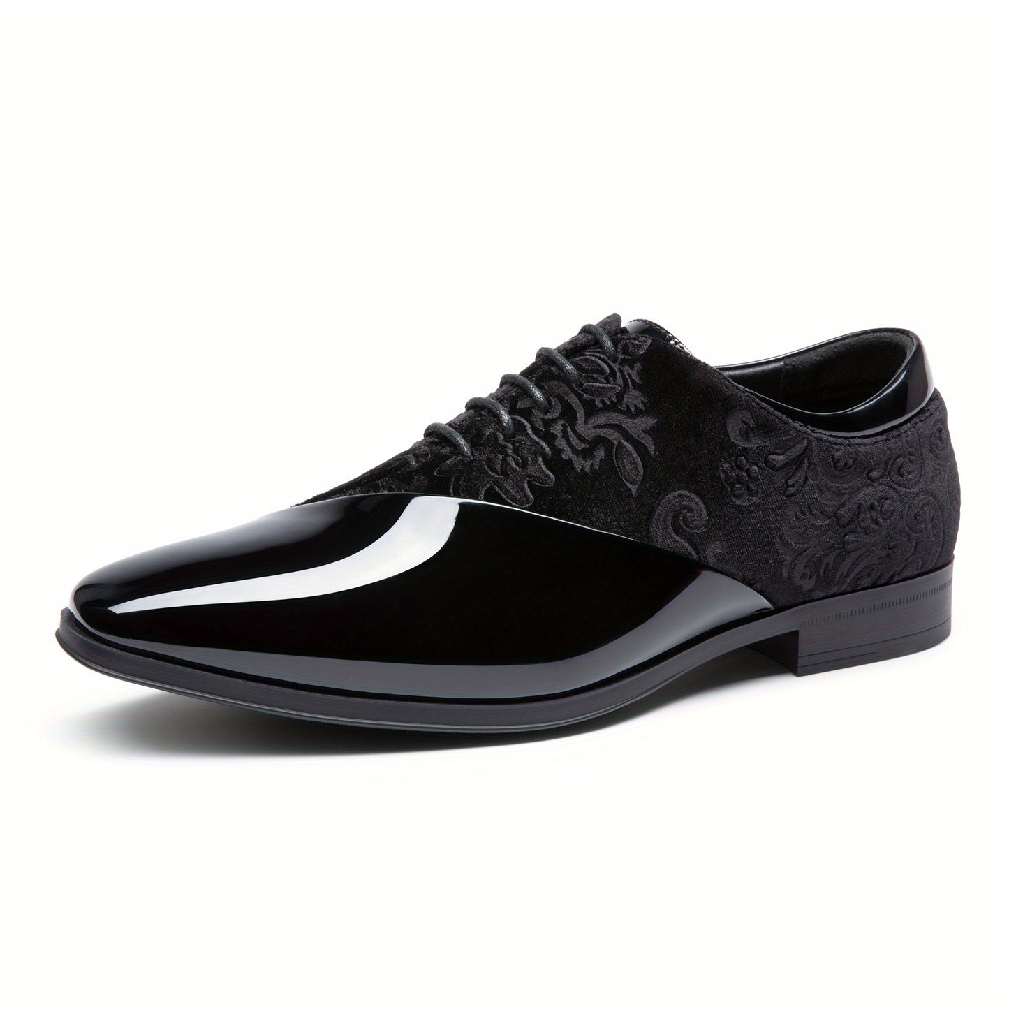 Bruno Marc Classic Glossy Velvet Men's Dress Shoes - Formal Oxford Lace-up Caden