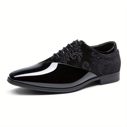 Bruno Marc Classic Glossy Velvet Men's Dress Shoes - Formal Oxford Lace-up Caden