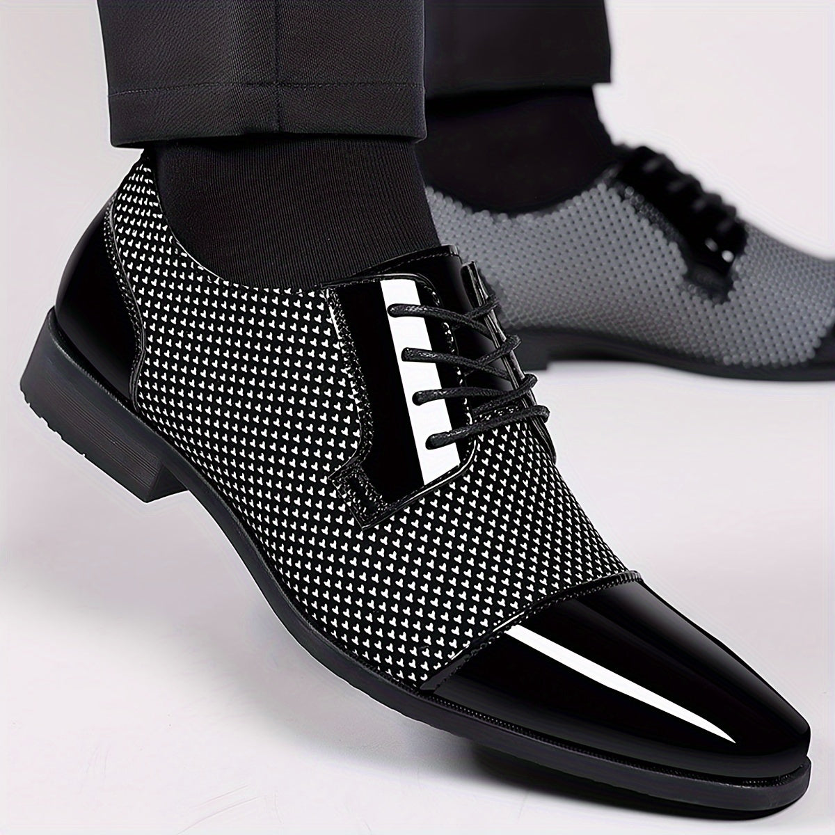 Men'S Dress Shoes Classic Lace-up Formal Oxfords Modern Tuxedo Business Casual Scale Pattern Comfort Formal Shoes For Men