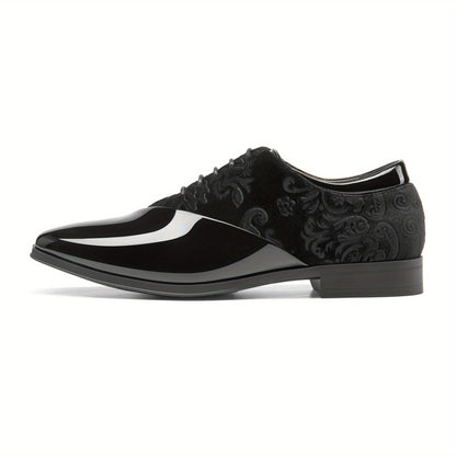 Bruno Marc Classic Glossy Velvet Men's Dress Shoes - Formal Oxford Lace-up Caden