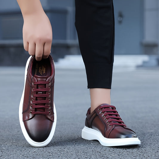 Men's Solid Color Low Cut Skateboard Shoes, Comfortable Non Slip Lace Up Rubber Sole Sports Shoes, Suitable For Men's Outdoor Activities Men's Shoes
