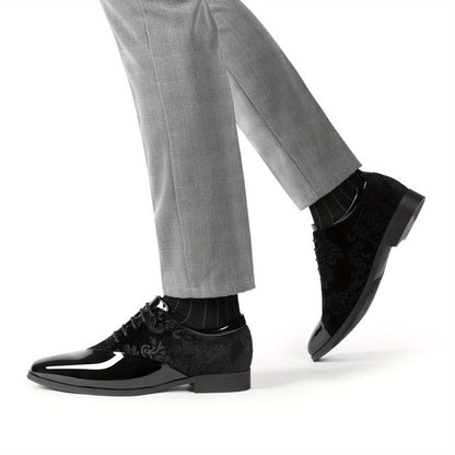 Bruno Marc Classic Glossy Velvet Men's Dress Shoes - Formal Oxford Lace-up Caden