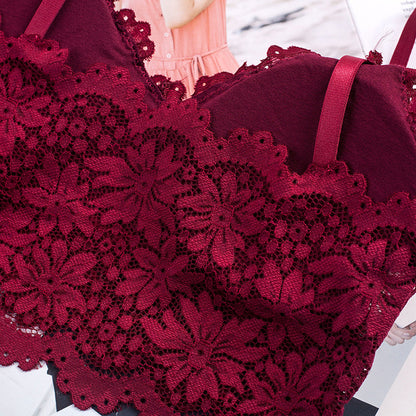 Women Lace Bra Sexy Lingerie French Bralette V Neck Cropped Bra Female Intimates Summer Seamless Underwear Embroidery Underwear
