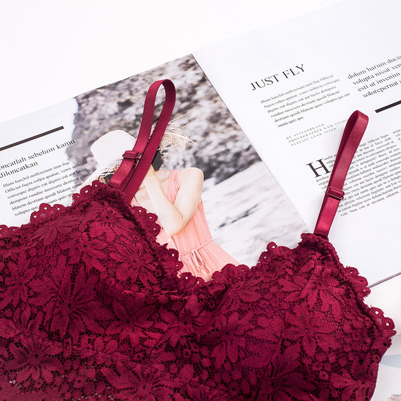 Women Lace Bra Sexy Lingerie French Bralette V Neck Cropped Bra Female Intimates Summer Seamless Underwear Embroidery Underwear