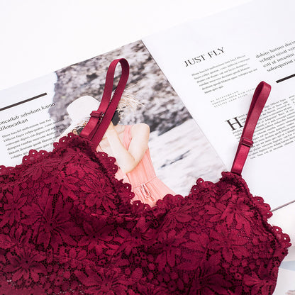 Women Lace Bra Sexy Lingerie French Bralette V Neck Cropped Bra Female Intimates Summer Seamless Underwear Embroidery Underwear