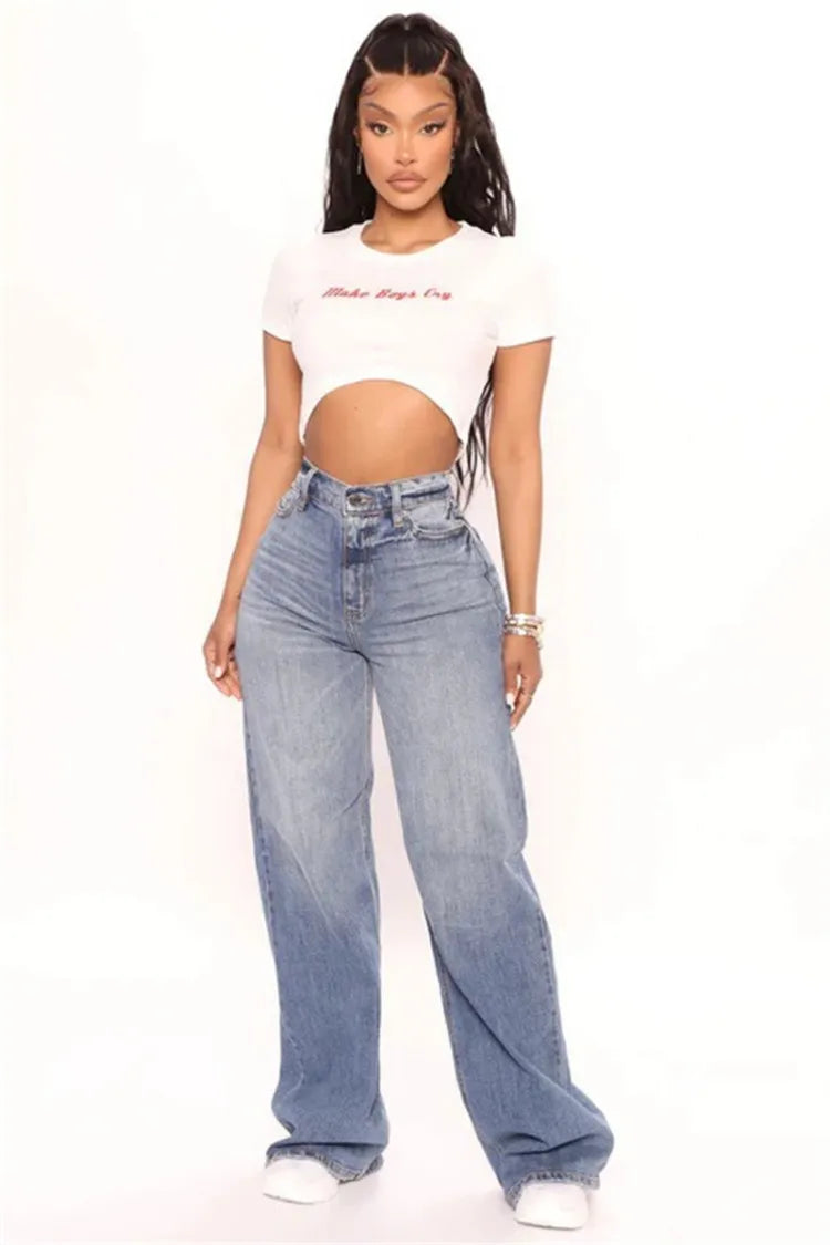 2022 New Y2K High Waist Baggy Jeans For Women Fashion Loose Denim Wide Leg Pants Casual Female Clothing XS-XL Drop Shipping