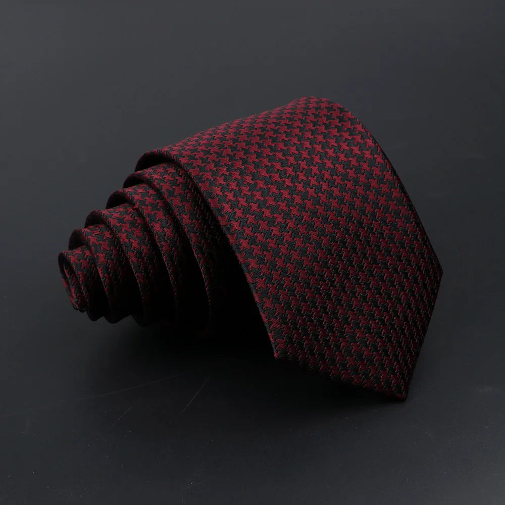 Classic Tie For Men Business Solid Color Stripe Plaid Dots 7cm Jacquard Wedding Dress Necktie Daily Wear Cravat Accessories Gift