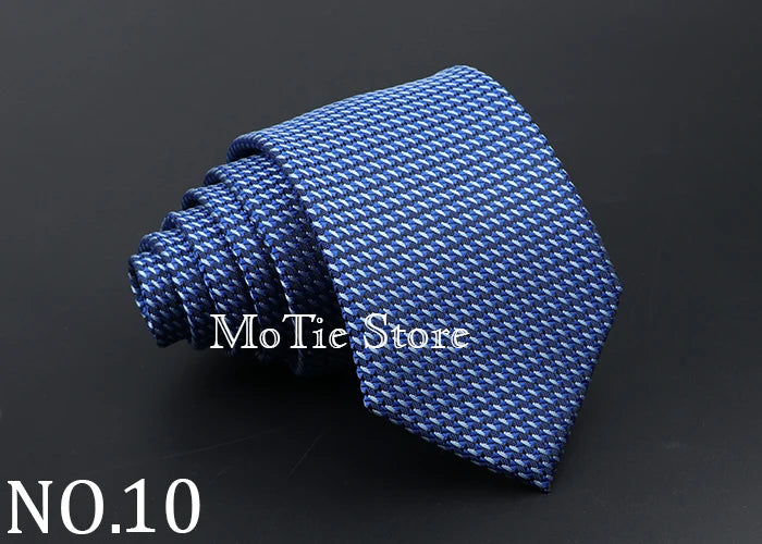 Classic Tie For Men Business Solid Color Stripe Plaid Dots 7cm Jacquard Wedding Dress Necktie Daily Wear Cravat Accessories Gift