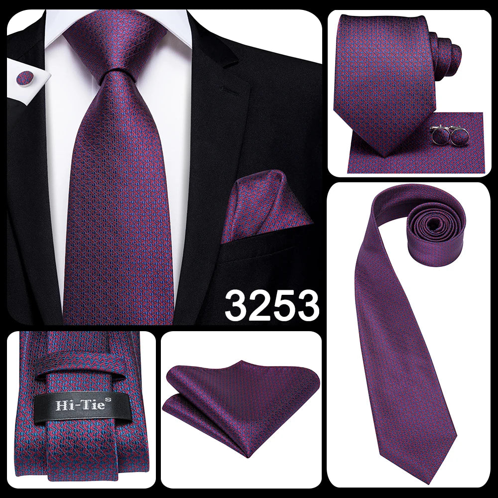Hi-Tie Light Purple Solid Silk Wedding Tie For Men Quality Hanky Cufflink Gift Necktie Set Fashion Novelty Designer Dropshipping