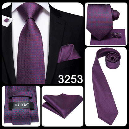Hi-Tie Light Purple Solid Silk Wedding Tie For Men Quality Hanky Cufflink Gift Necktie Set Fashion Novelty Designer Dropshipping