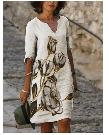 New Spring Women Loose Vintage Ruffles Dress Summer Large Big Printed Boho Casual Party Elegant Dresses