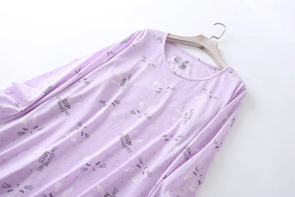 Spring Summer Women Casual Night Dress 100% Cotton Nightgown Female Lounge Long Sleepshirt Plus Size Dresses Vestidos feminino